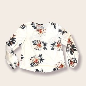 SHEIN tropical floral puff sleeve blouse